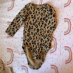 Leopard Print Long Sleeve Baby Onesie